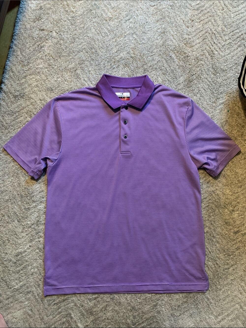 Grand Slam Men's Purple Striped Polo Shirt